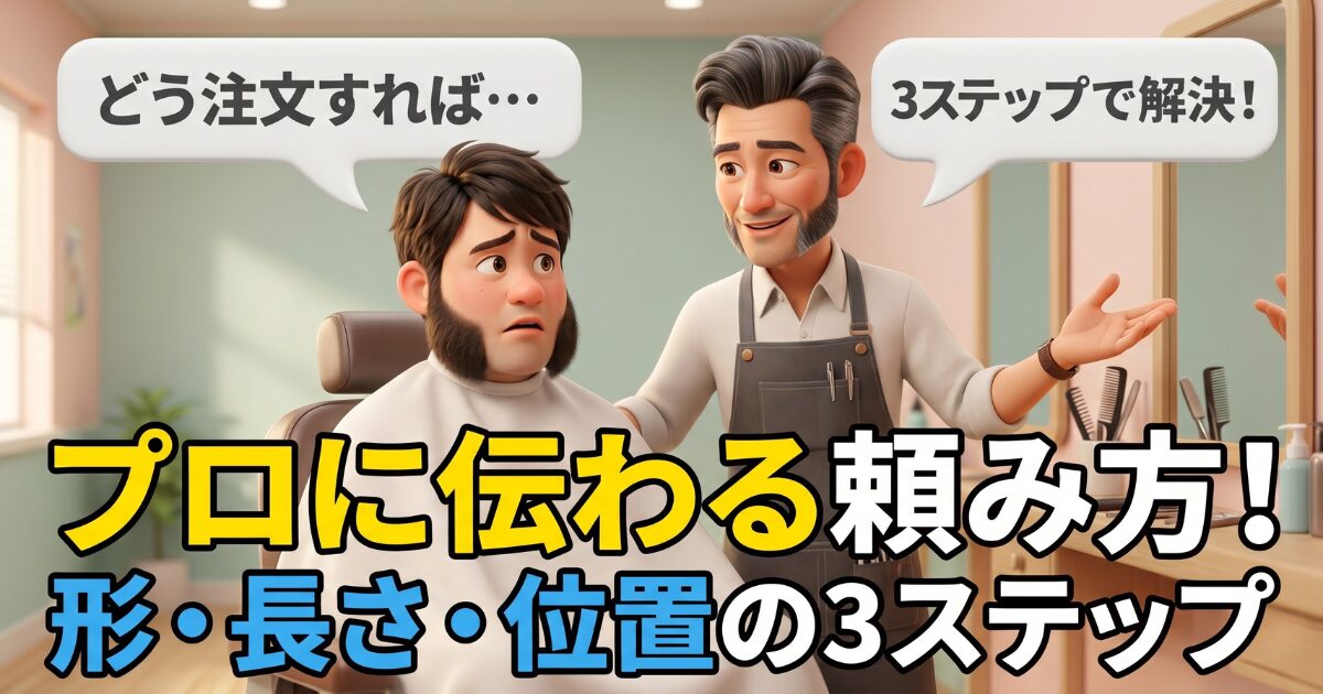 1000円カット：もみあげ処理の頼み方！ミリ数と形を伝える3ステップ