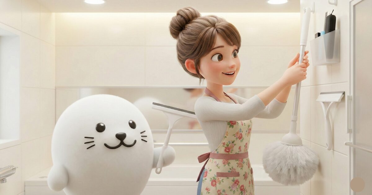 バスボンくんを収納している女性