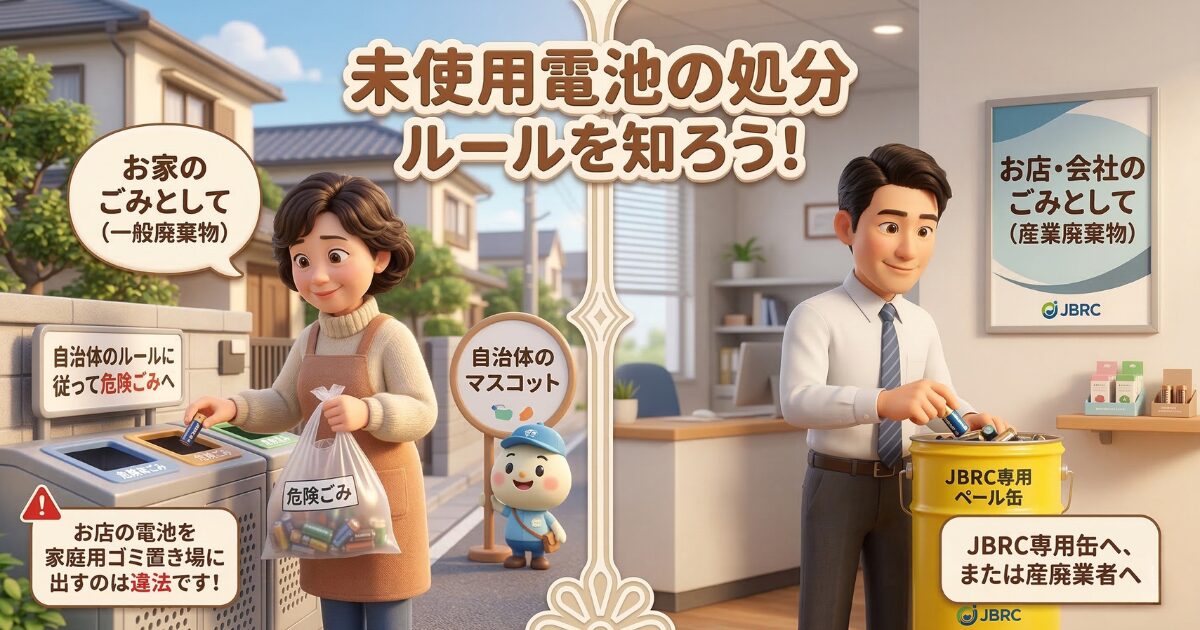 自治体のルールで未使用電池を処分！家庭系と事業系の違いとは？
