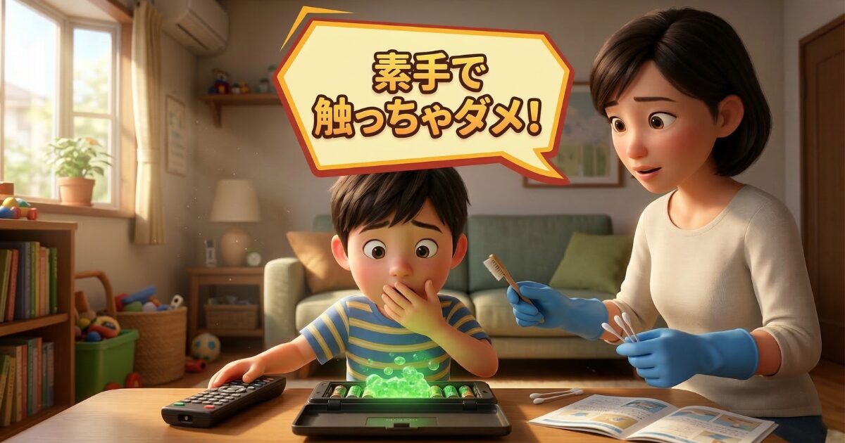 電池の液漏れを手で直接触るのは危険