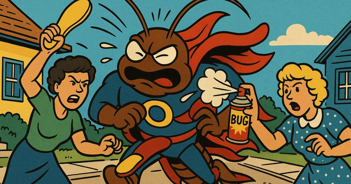 ゴキブリを殺虫剤で退治している主婦