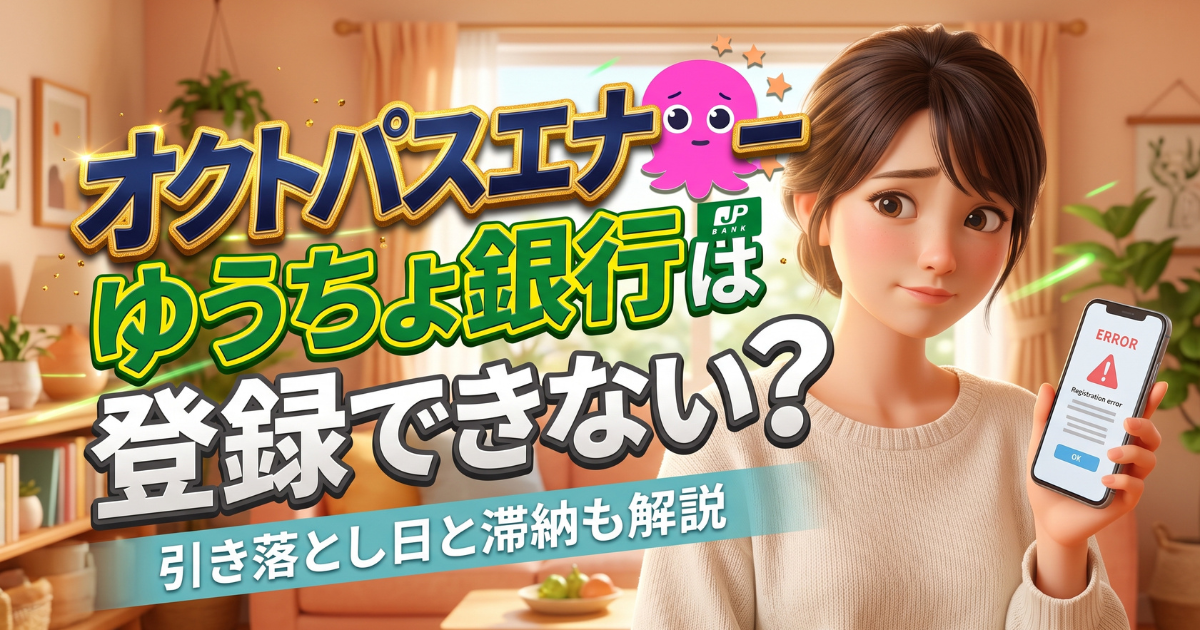 オクトパスエナジーでゆうちょ銀行がエラーに？先頭に0を足して解決