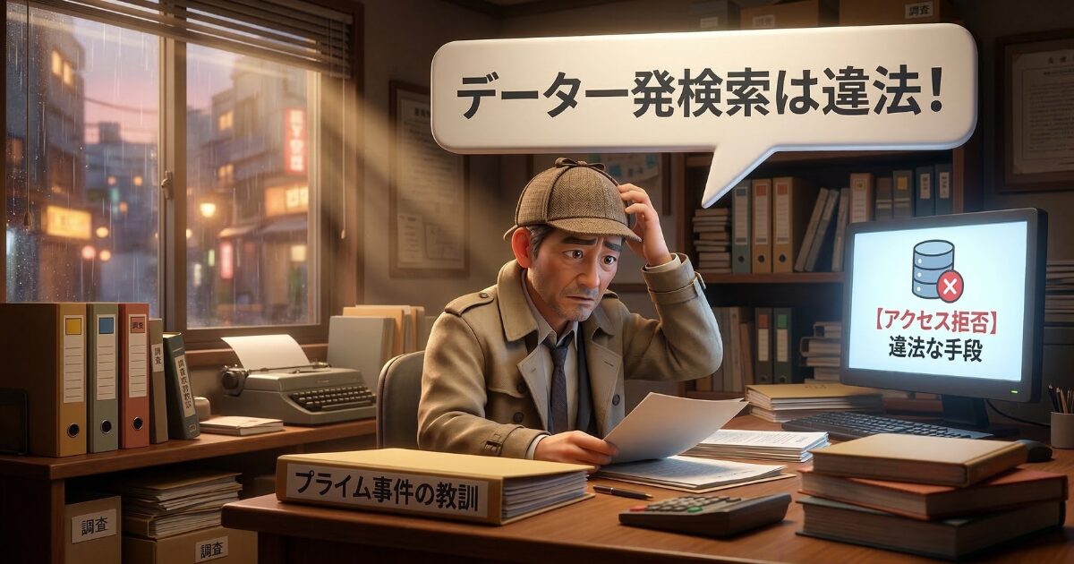 探偵でもデータ一発検索は違法!プライム事件の教訓