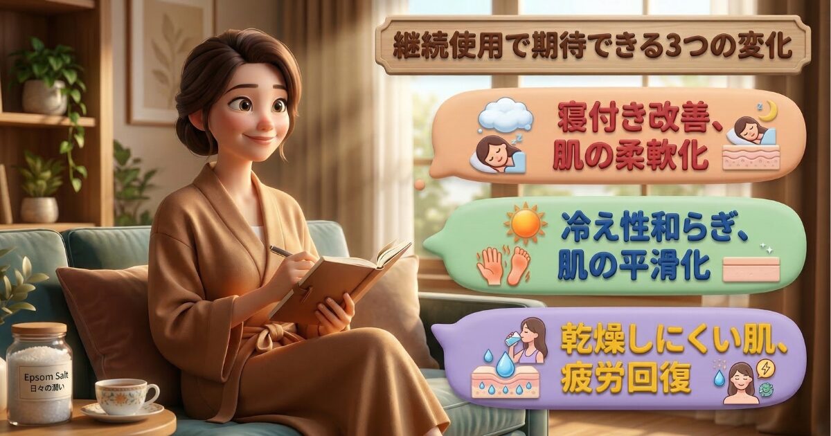 エプソムソルトを継続して使い続けた結果に期待できる3つの変化!長期的な体質改善へ