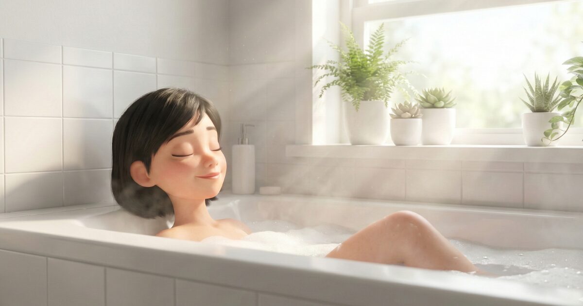入浴でリラックスしている女性
