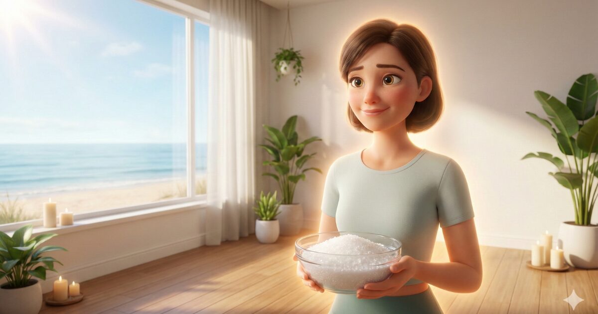 エプソムソルトのスピリチュアル効果で健康な女性