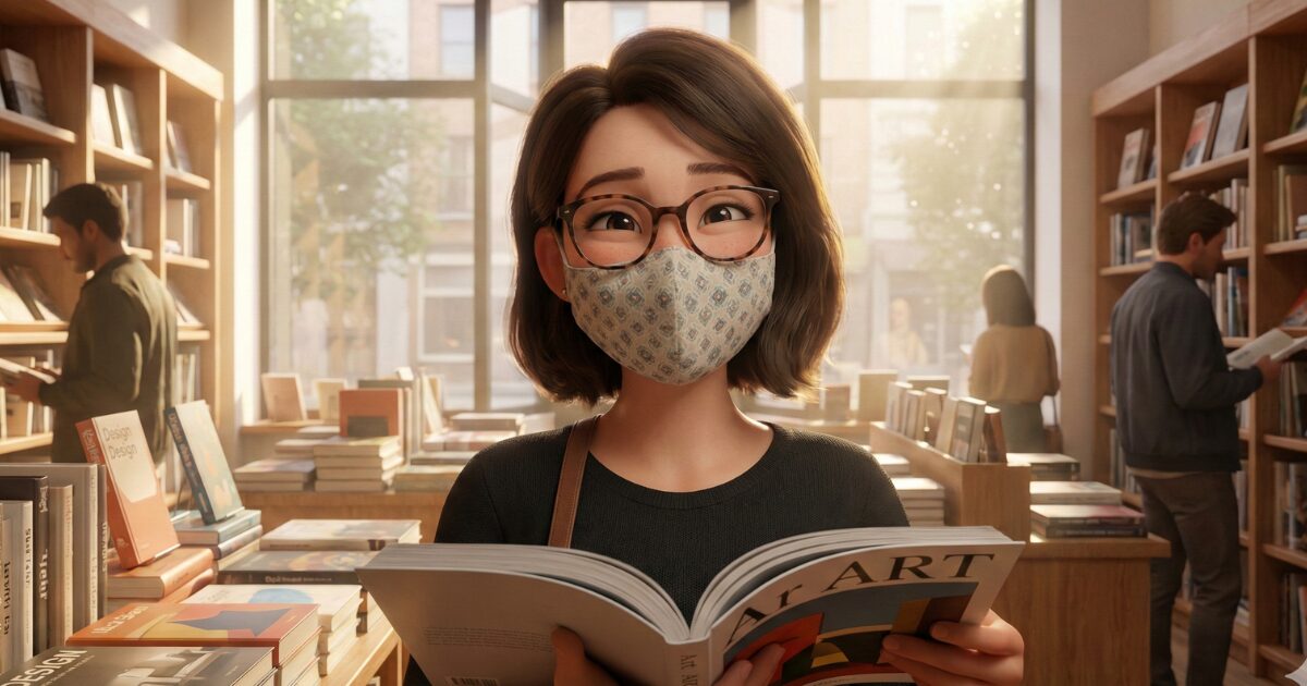 メガネとマスクでも垢抜けて綺麗な女性