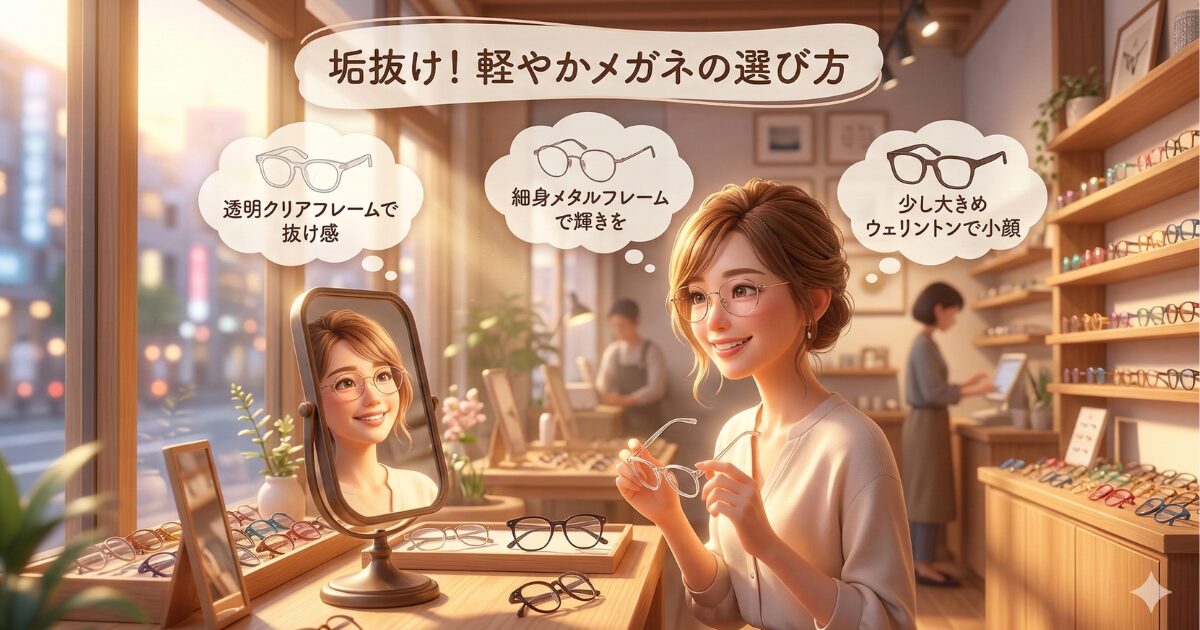 透明感と細身フレームが鍵！軽やかさを出して垢抜ける選び方