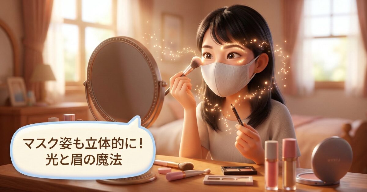 光を操るメイクと眉毛の整え方！マスク着用時の顔を立体的に見せる