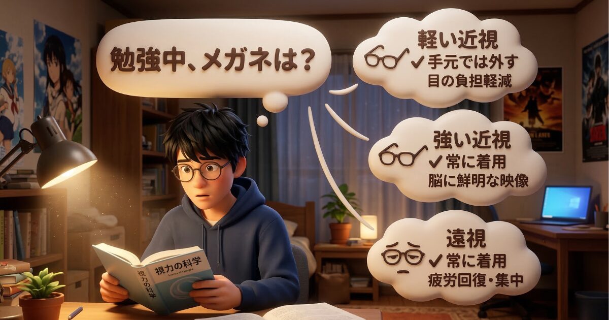 勉強の時だけメガネは必要？3つの視力タイプ別正しい使い分け方