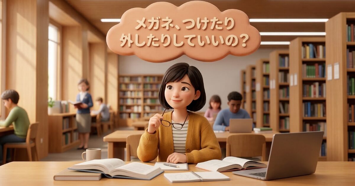 勉強中だけ眼鏡をかけようか迷っている