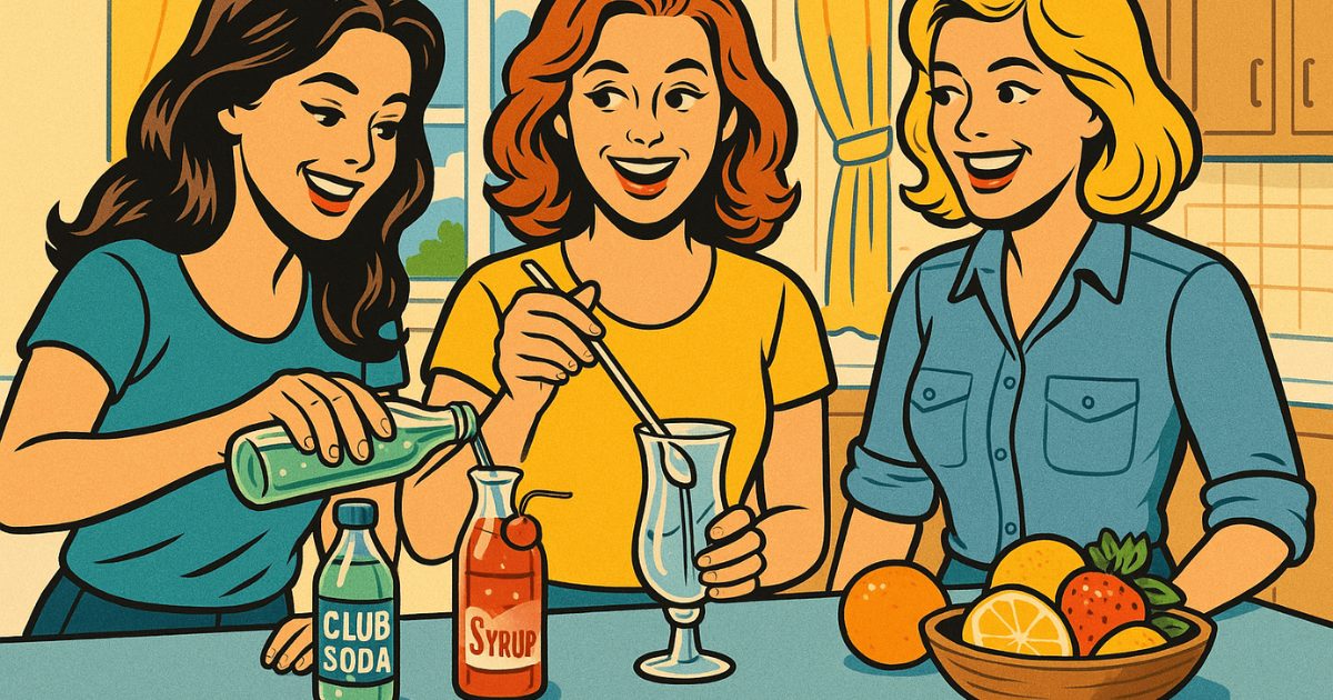 自宅でモクテルを楽しむ女性たち