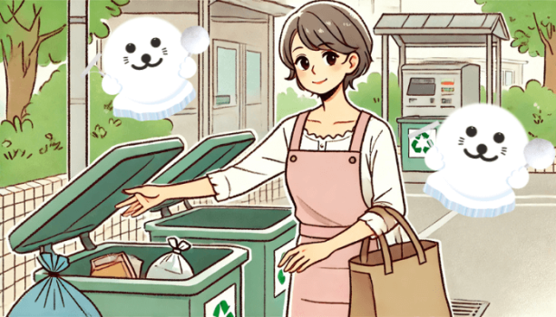 主婦がゴミを捨てている