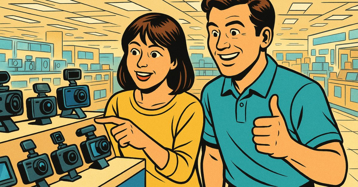 車載カメラ（ドライブレコーダー）を選ぶ男女