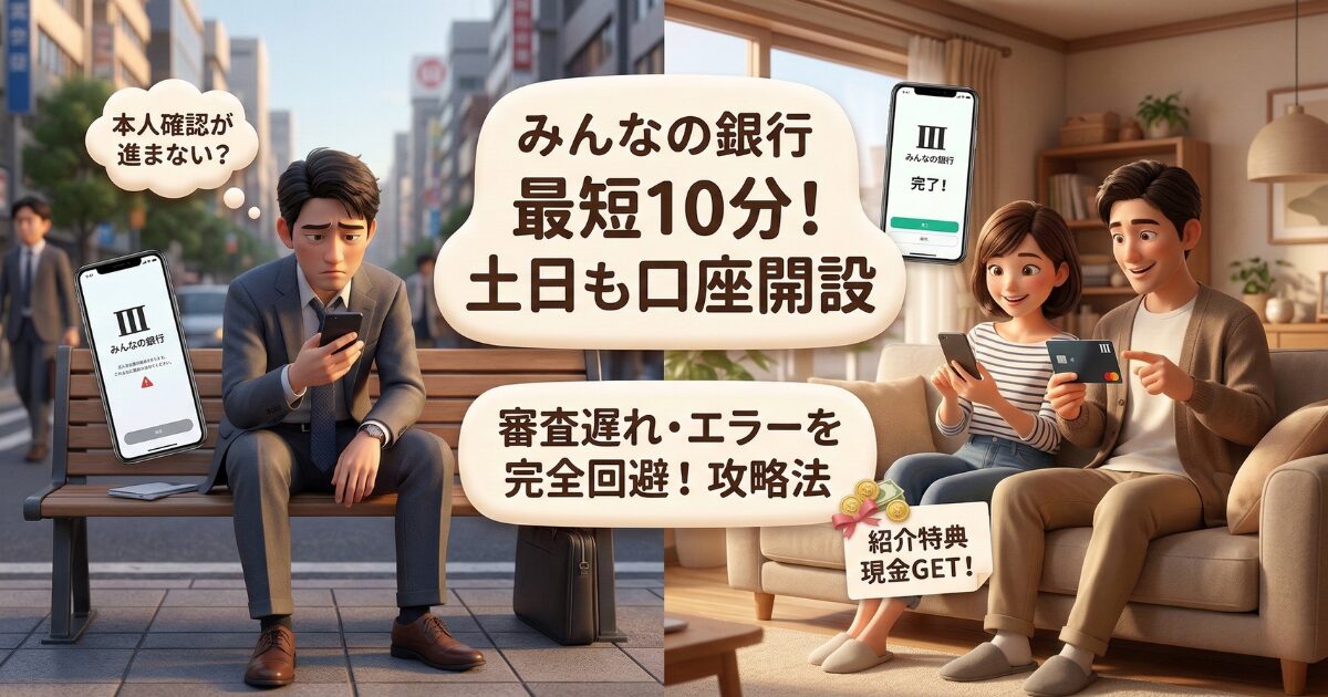みんなの銀行の口座開設はスマホのみで簡単