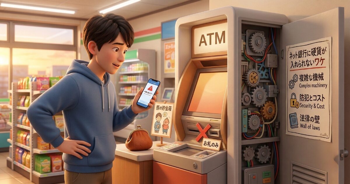 ネット銀行への硬貨入金が原則不可能な理由とATMの裏側