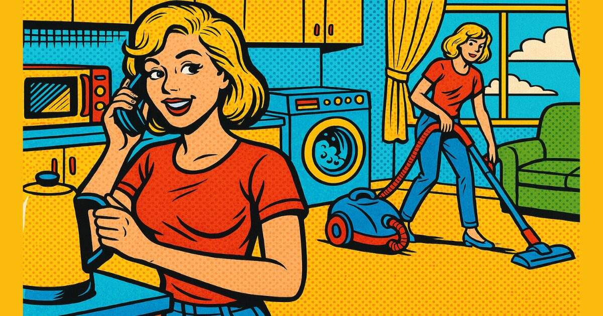 電気料金を気にせず家電製品を使う女性