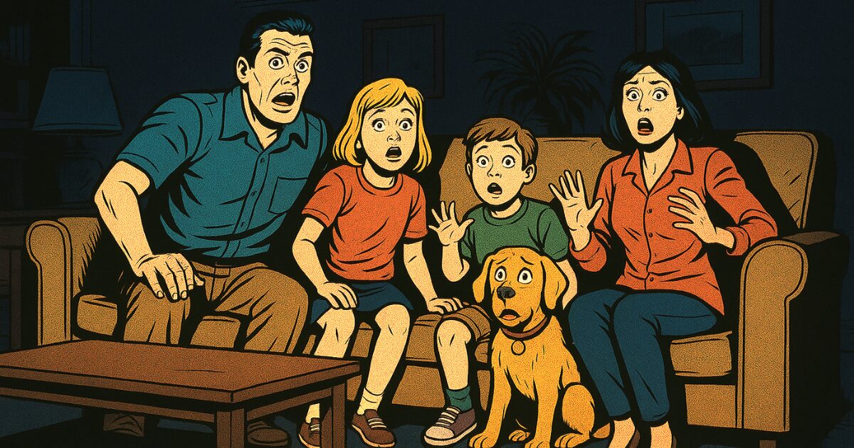 家族団欒中に電気が止まってびっくりしている