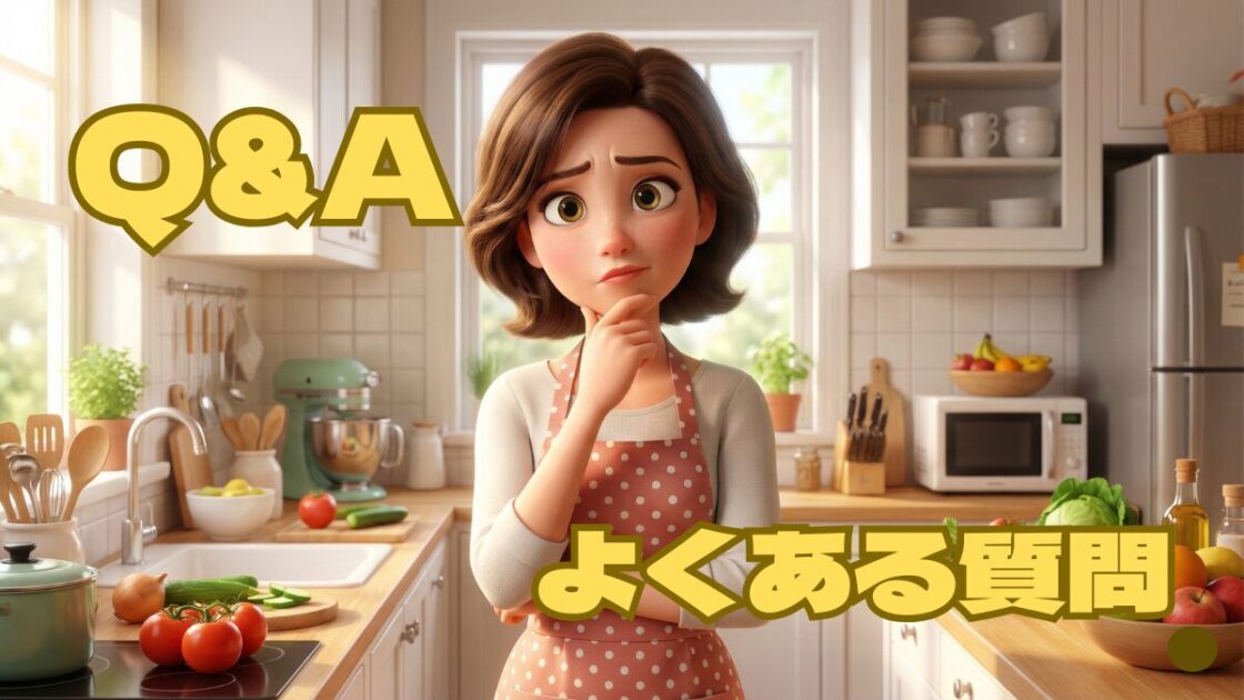 キッチンで悩んでいる主婦