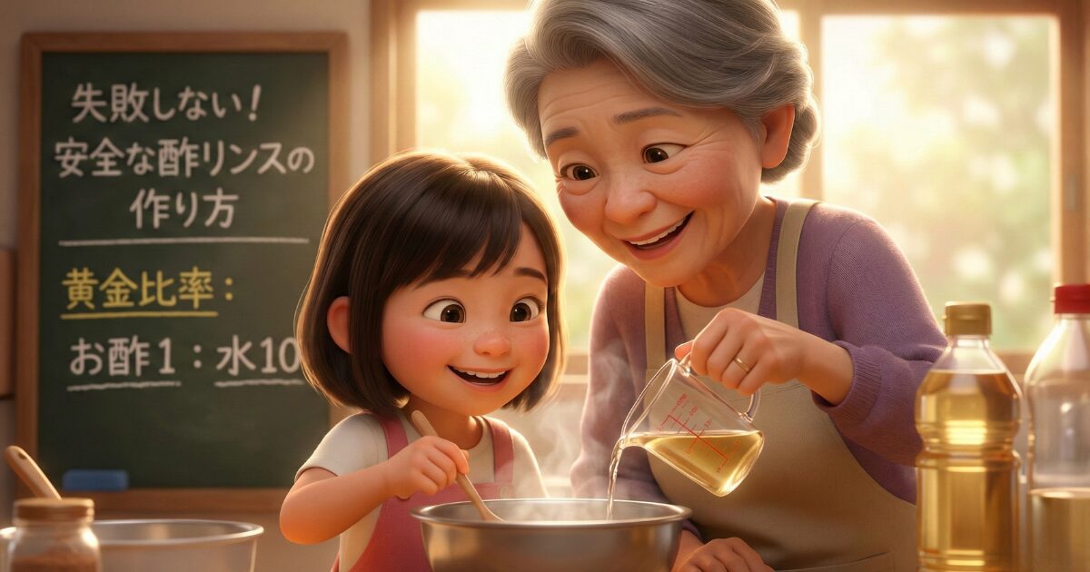 失敗しない酢リンスの安全な作り方!頭皮を痛めない理想的な割合