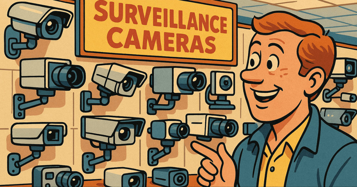 監視カメラを選んでいる男性