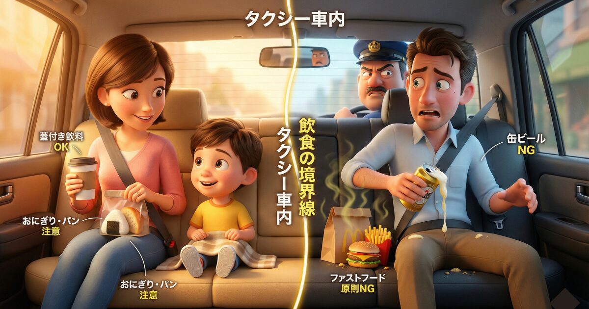 【判断基準】タクシー車内飲食禁止の境界線:許される飲み物とNG食品