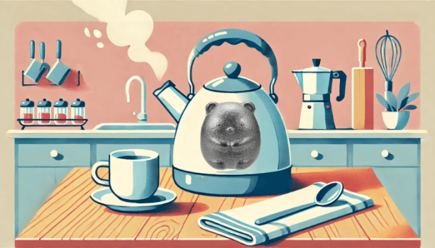 ケトルの中に鉄玉子