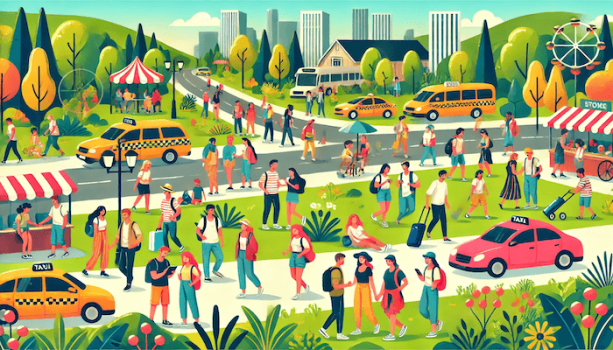 観光客が観光地にたくさん来ている