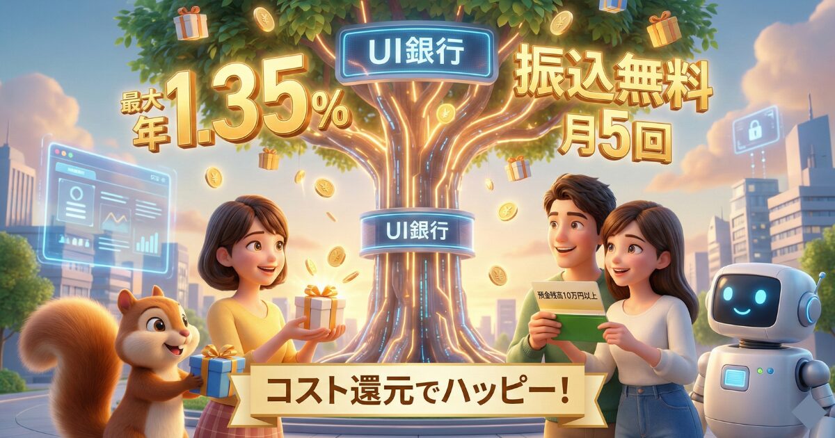 UI銀行の金利と手数料メリット!最大年1.35%の定期預金と振込無料回数をフル活用