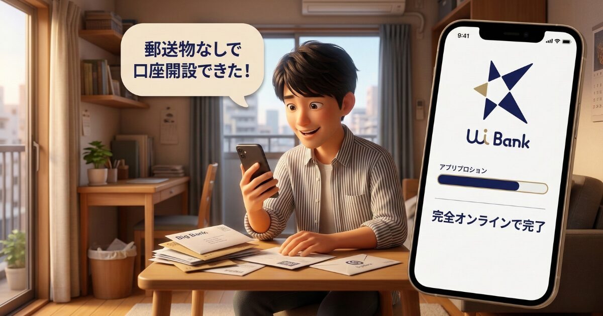 UI銀行は郵送物なしで口座開設できる