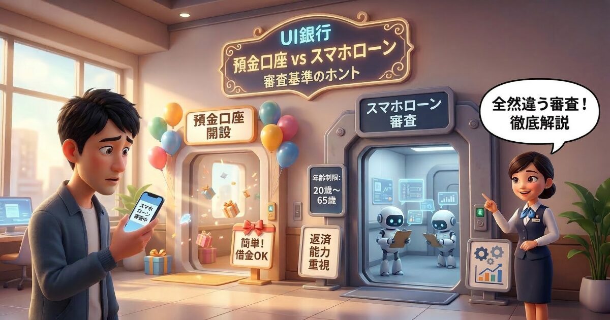 UI銀行のスマホローン審査は厳しい？預金口座との違いを徹底解説