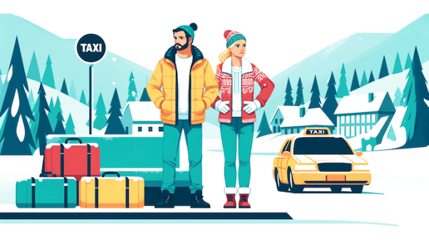 タクシーを待つ観光客