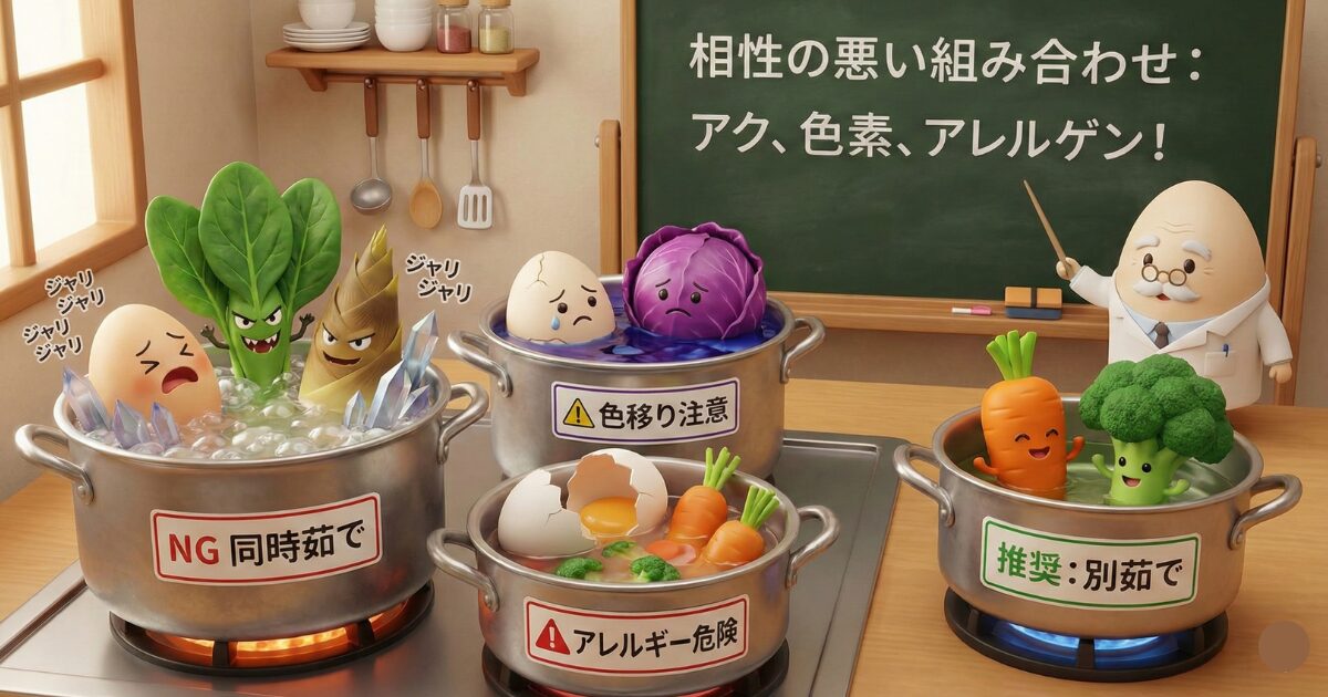 ゆで卵と相性が悪い食材とは？色移りやアクの影響がある野菜リスト
